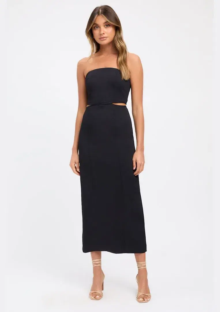 Kookai Oyster Cut Out Midi Dress Black Size 36 / Au 8 - Image 1