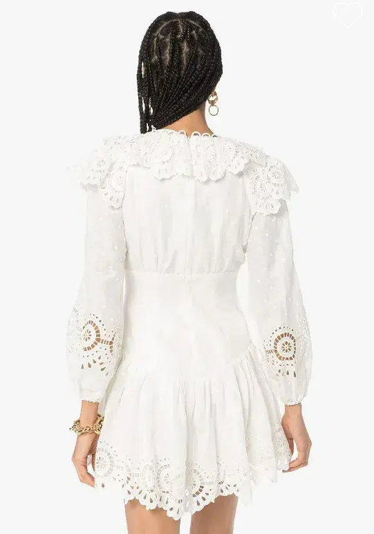  Zimmermann Bellitude Scallop Mini Dress in White Size 0 / Au 8 - Image 3