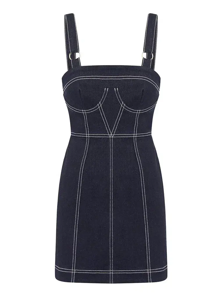 Alice McCall Supernova  Denim Mini Dress Indigo Size 6  - Image 3