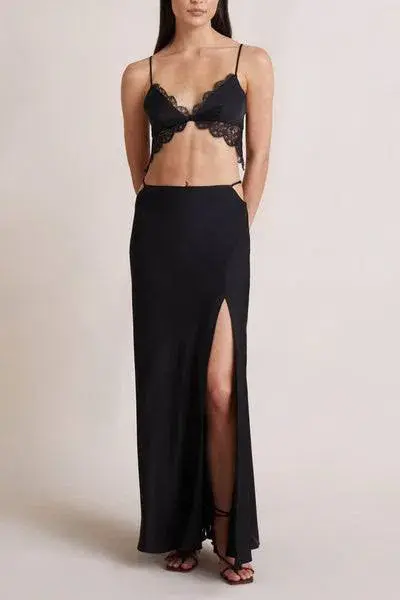 Bec & Bridge Camille Top & Skirt Set Black Size 14 for rent on The Volte - main image