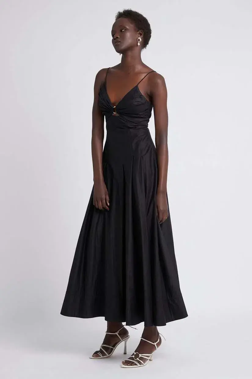 Aje Solstice Strappy Ring Midi Dress Black Size 8 - Image 3