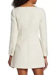 Self-portrait Double-breasted Bouclé Mini Dress Cream Size 10 for rent on The Volte - main image