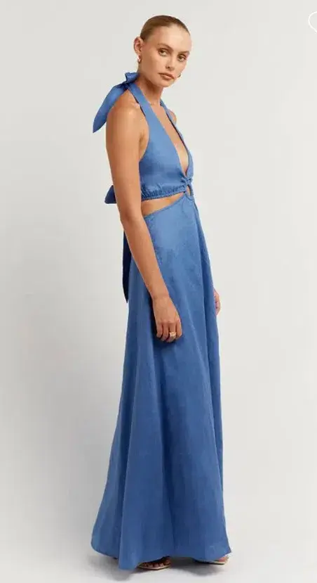 Dissh Layne Halter Midi Dress Cobalt Size AU 8 - Image 4