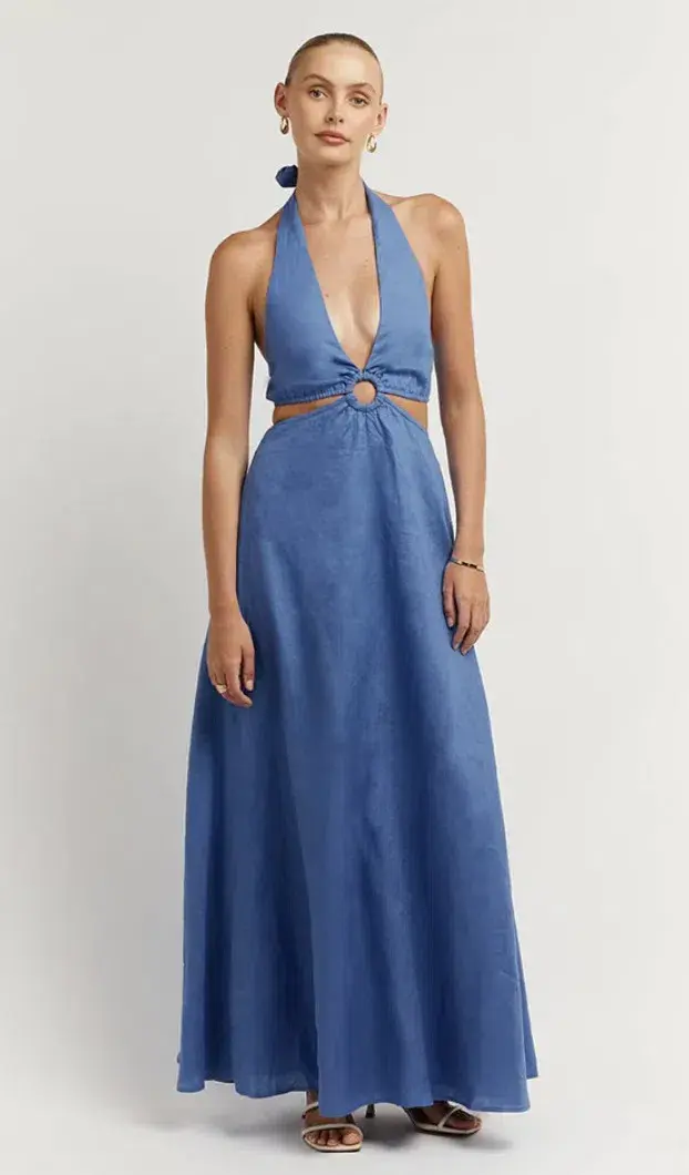 Dissh Layne Halter Midi Dress Cobalt Size AU 8 - Image 1