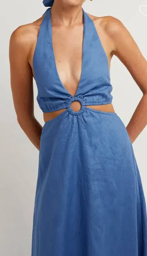 Dissh Layne Halter Midi Dress Cobalt Size AU 8 - Image 3