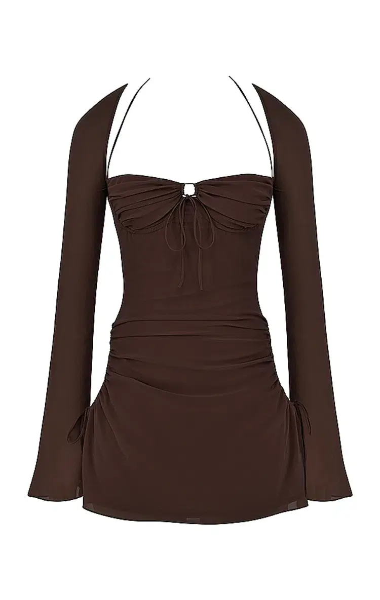 House of CB Baby Chiffon Cutout Halter Mini Dress Brown Size L / AU 12 for rent on The Volte - main image