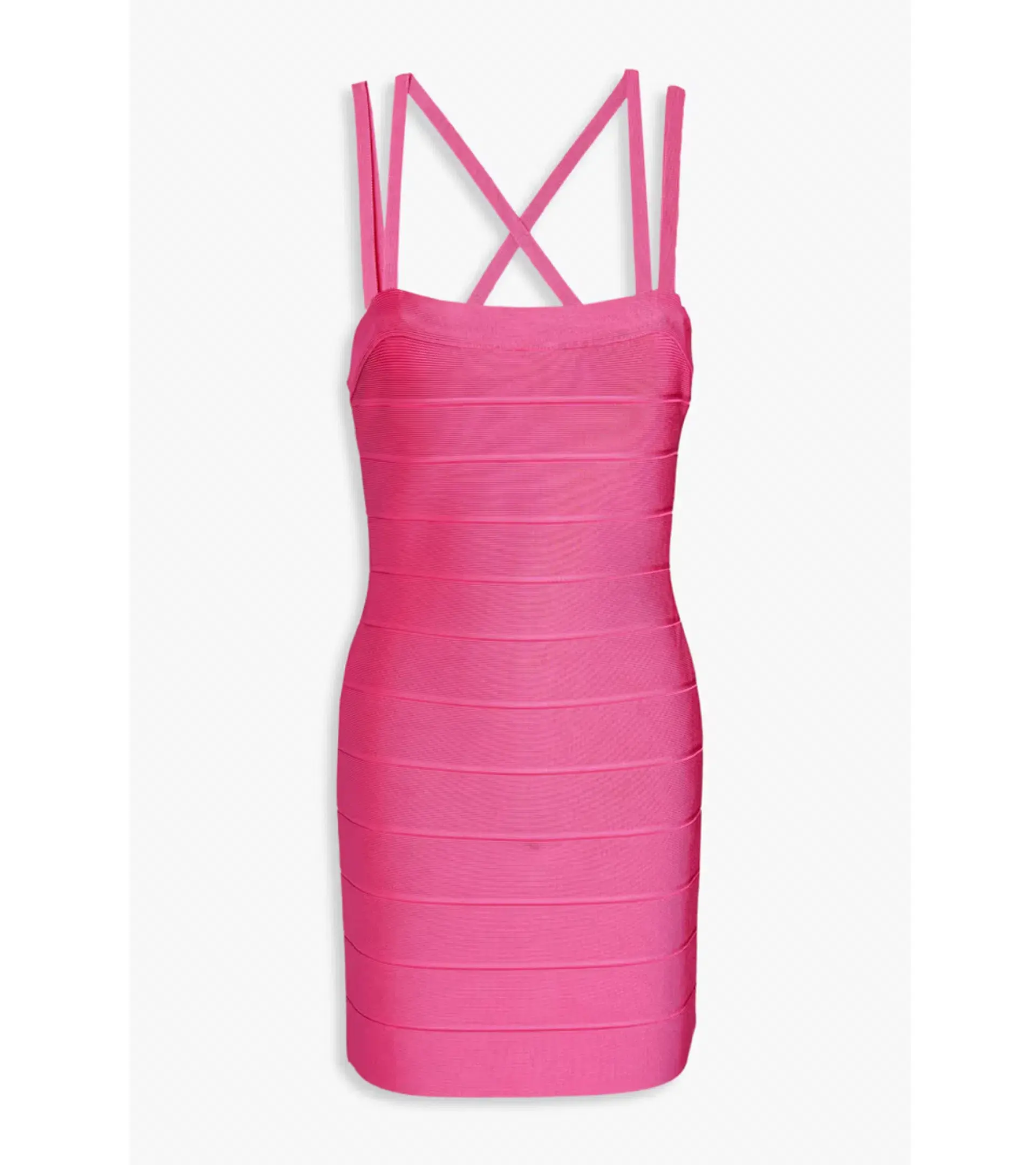 Hervé Léger Bandage Mini Bright Bodycon Bandage Dress Pink Size L / AU 12 - Image 3