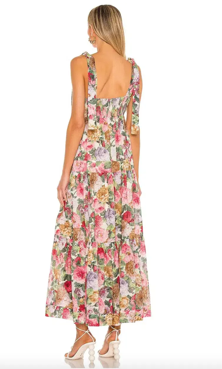 Zimmermann Mae Tie Shoulder Dress Rose Floral Size 2 / AU 12  for rent on The Volte - main image