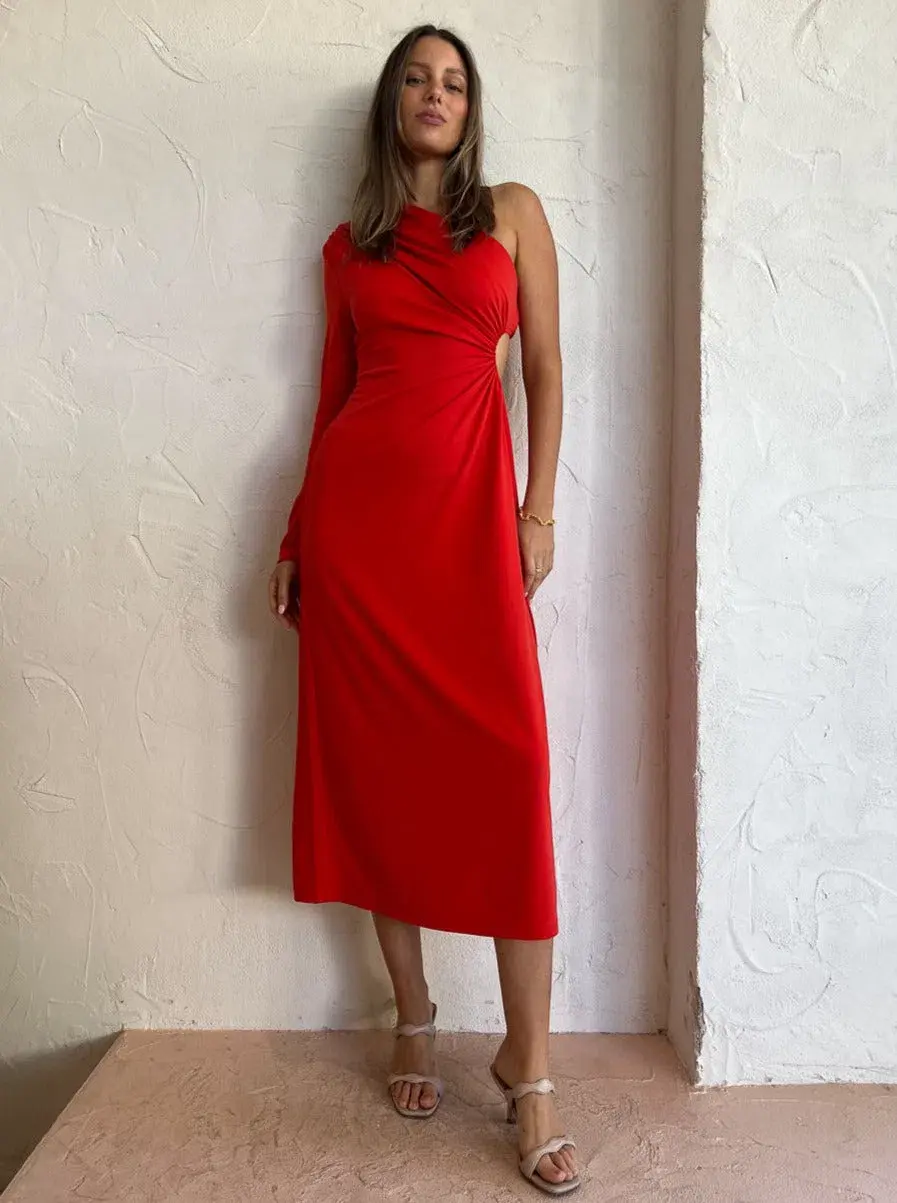 Acler Stanmore Midi Dress Red Size AU 8 - Image 1
