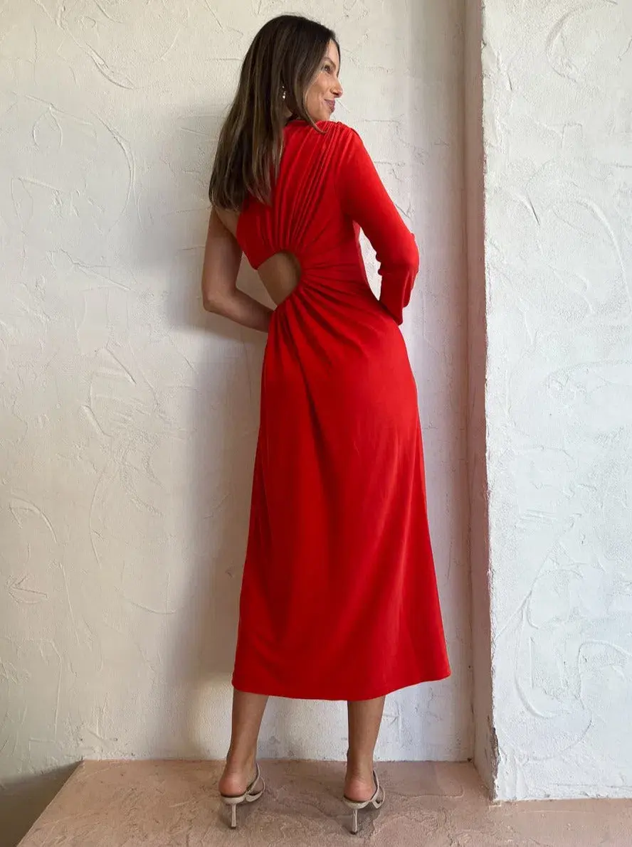 Acler Stanmore Midi Dress Red Size AU 8 - Image 3