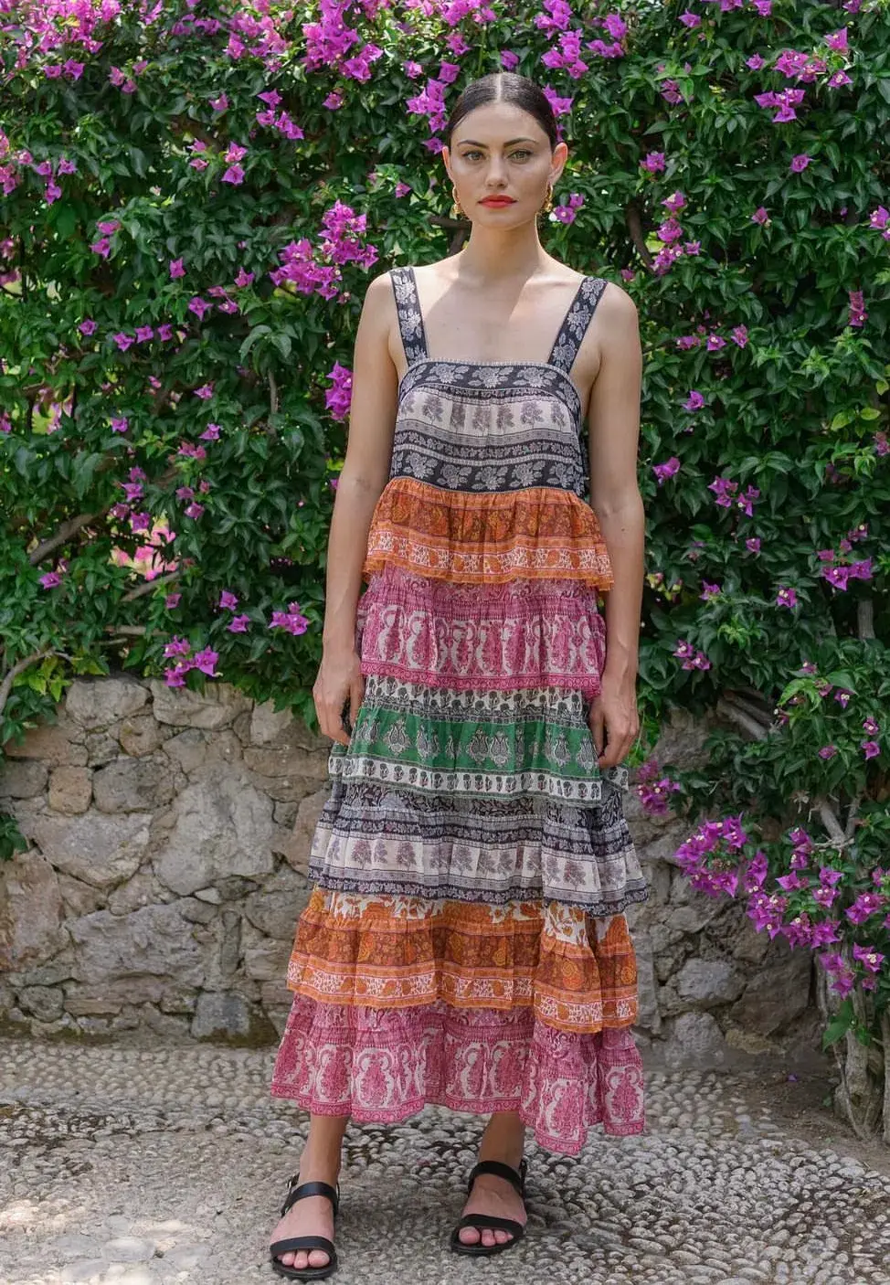 Zimmermann Amari Tiered Tie Midi Dress Multi Size 1 / Au 10 - Image 3