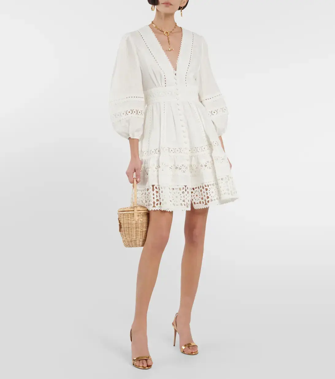 Zimmermann Devi Spliced Billow Mini Dress Ivory Size 3 / Au 14 - Image 1