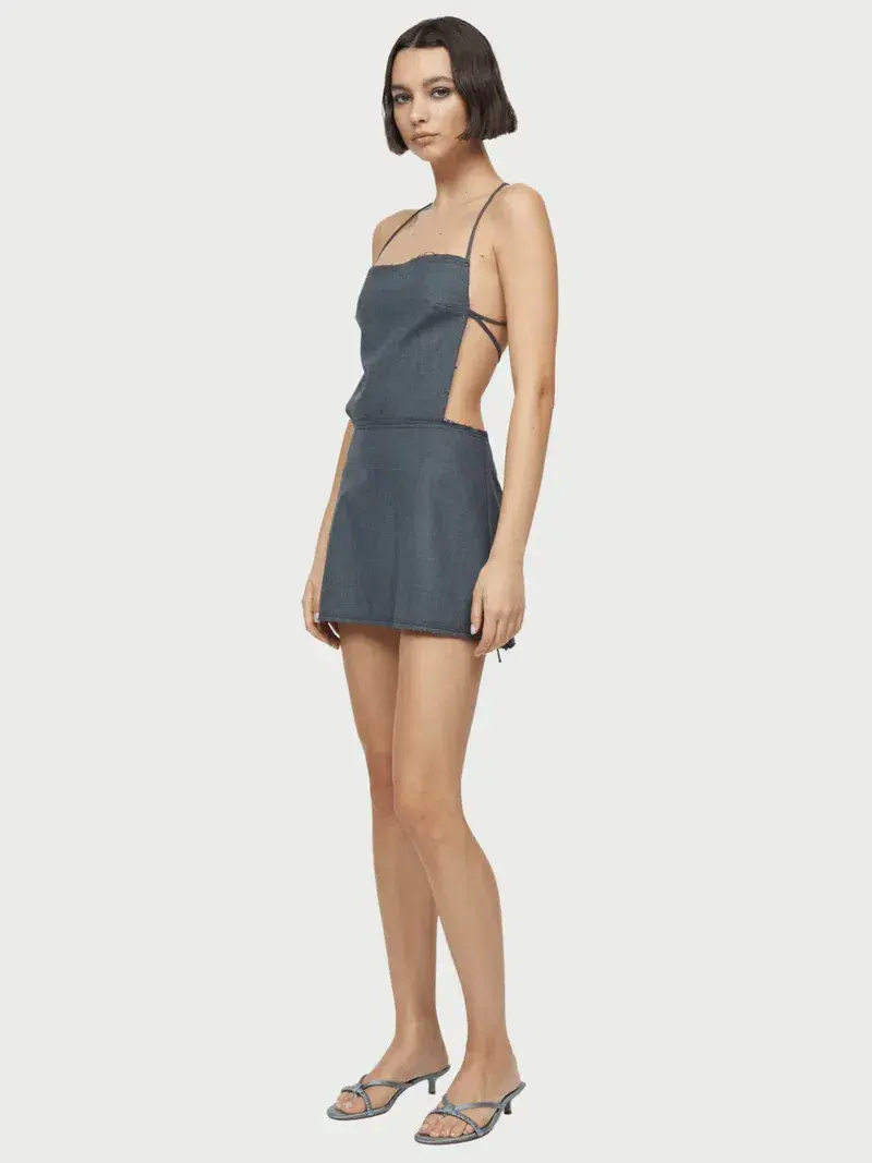 Bec & Bridge Heidi Apron Mini Dress Charcoal Size 8 - Image 2