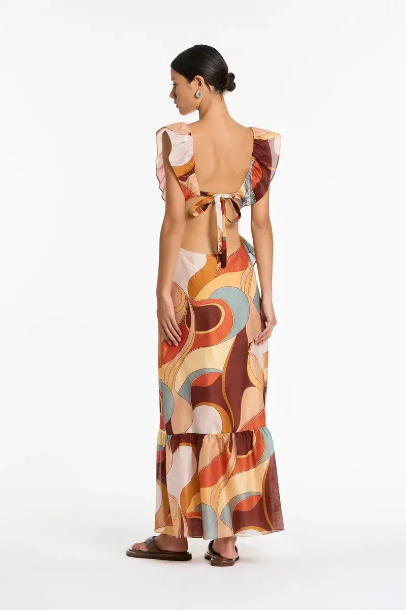 Sir The Label Vista Frill Midi Dress Multi Size 8 - Image 3