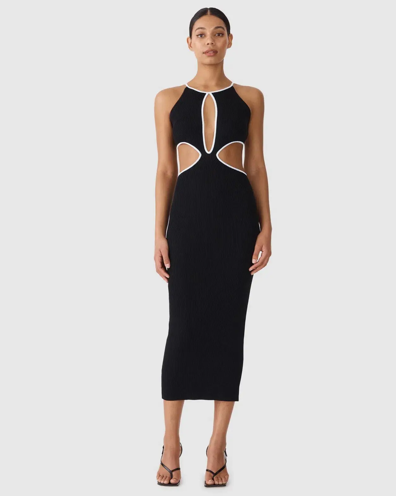 San Sloane Adrian Rib Midi Dress Black Size 8 - Image 1
