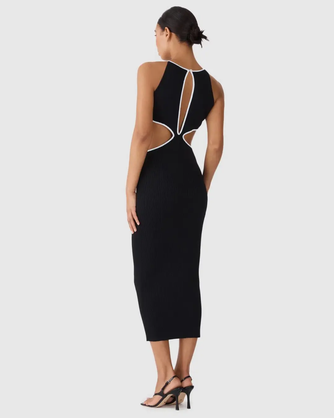 San Sloane Adrian Rib Midi Dress Black Size 8 for rent on The Volte - main image