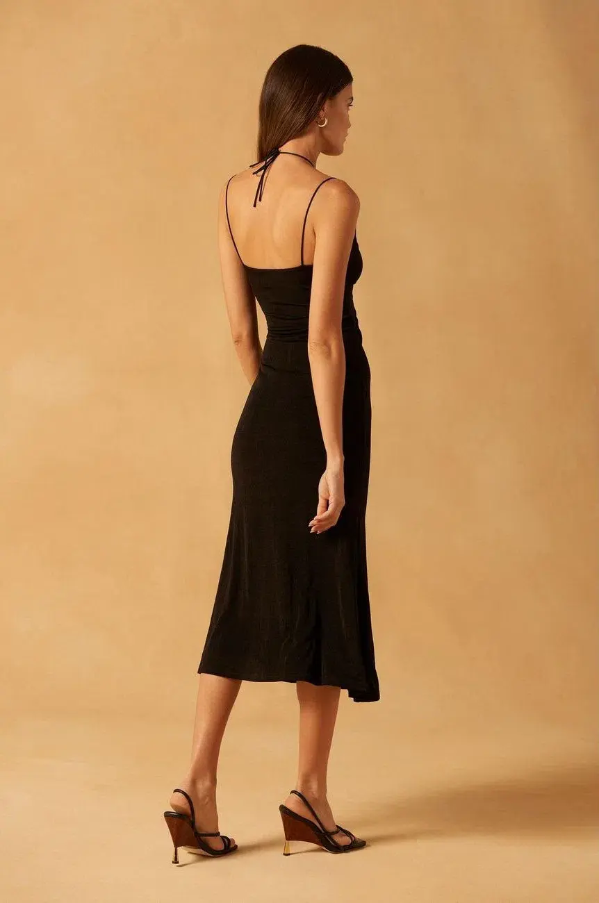 Misha Estera Slinky Jersey Midi Dress Black Size 8 - Image 2