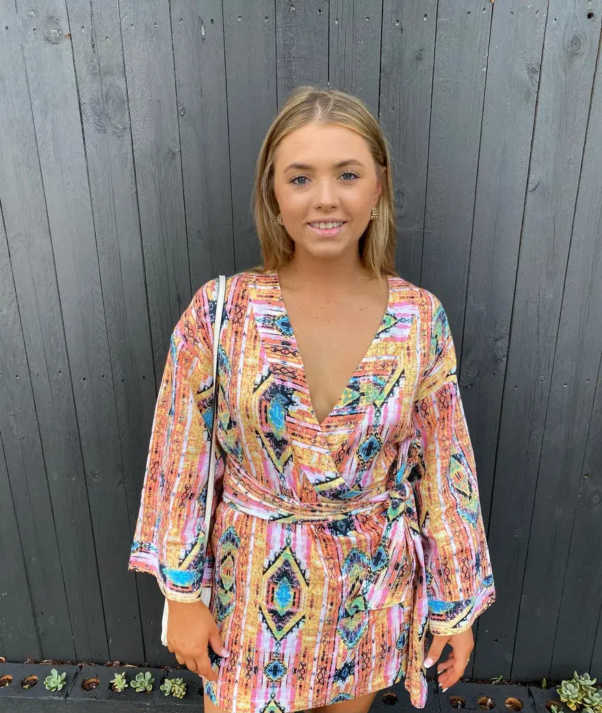 Coco Willow Kenya Aztex Dress Multi Print Size 8 - Image 2