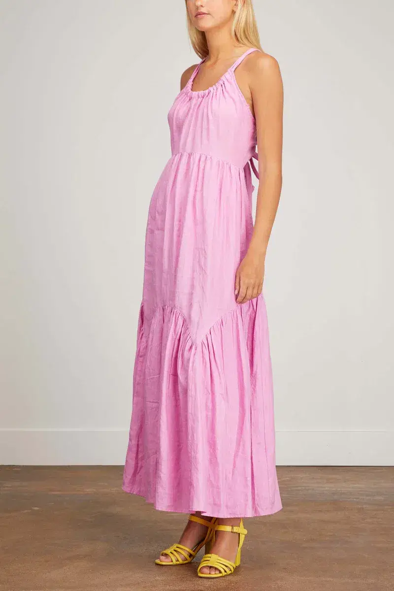 Lee Matthews Ali Linen Maxi Dress Pink Size 4 - Image 2