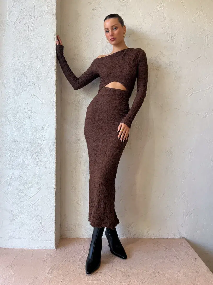 Sovere Overcast Midi Dress In Carob Size 12 / L - Image 4