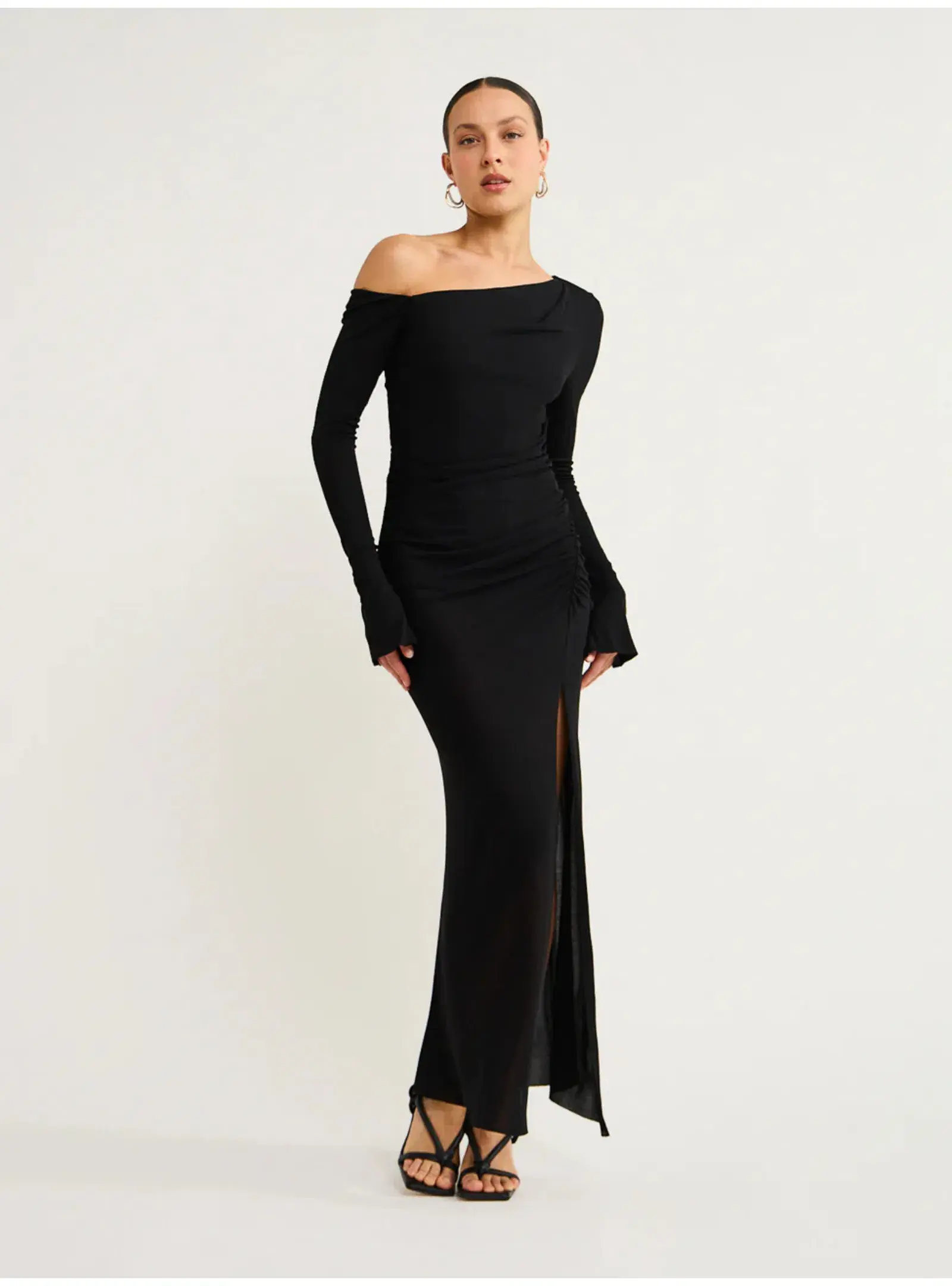 Bec & Bridge Monette Asym L/S Maxi Dress Black Size AU 8 - Image 1
