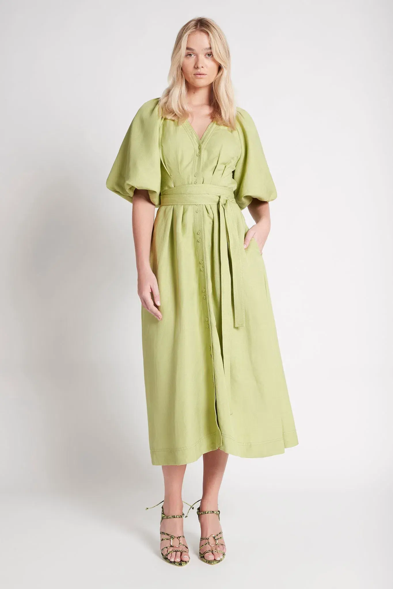  AJE Evermore Midi Dress Bayleaf Size 10  - Image 1
