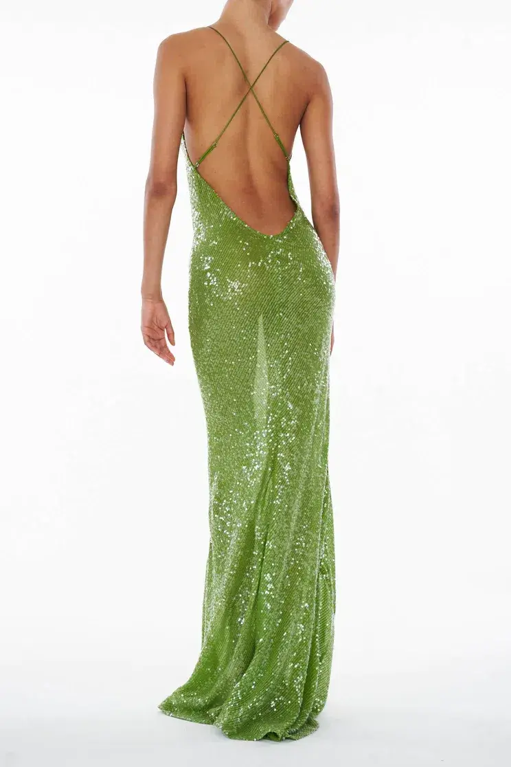 Rat and Boa Gaia Dress Green Sequin Size XXS/AU 6 - Image 2