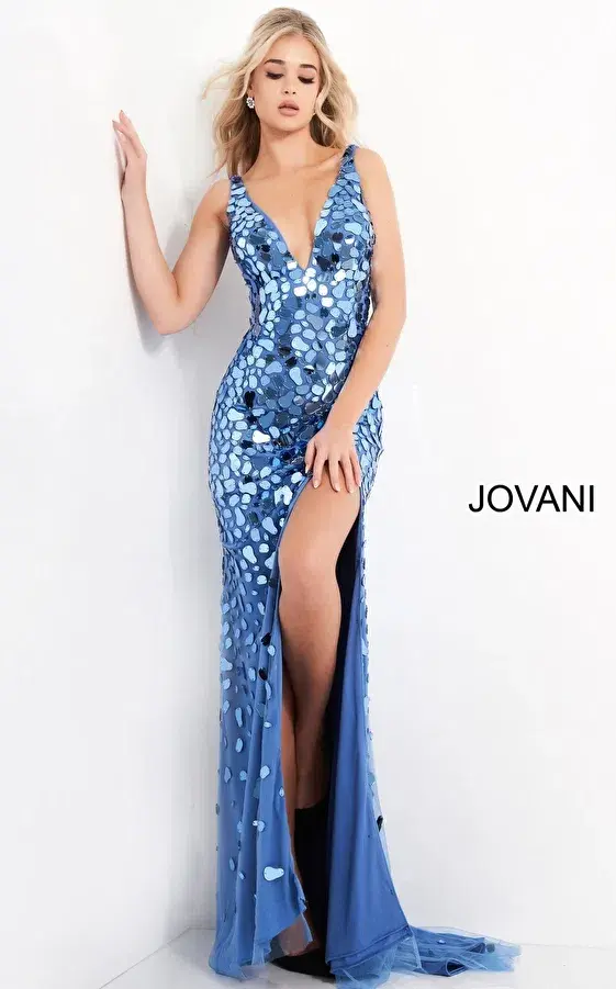 Jovani V Neck Embellished Sexy Dress 02479 - Image 1