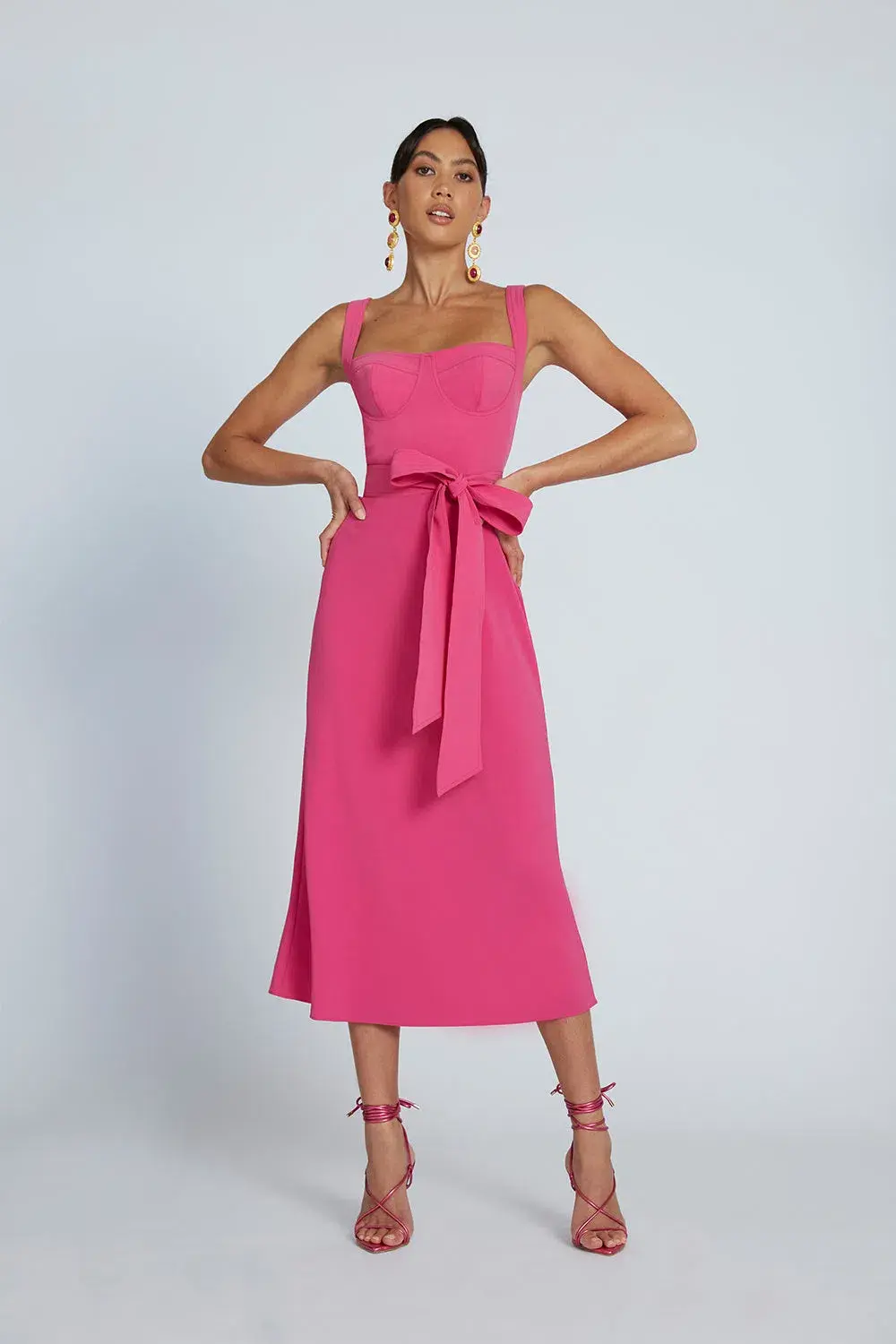 By Johnny Ora Midi Dress Pink Size AU 12 - Image 1