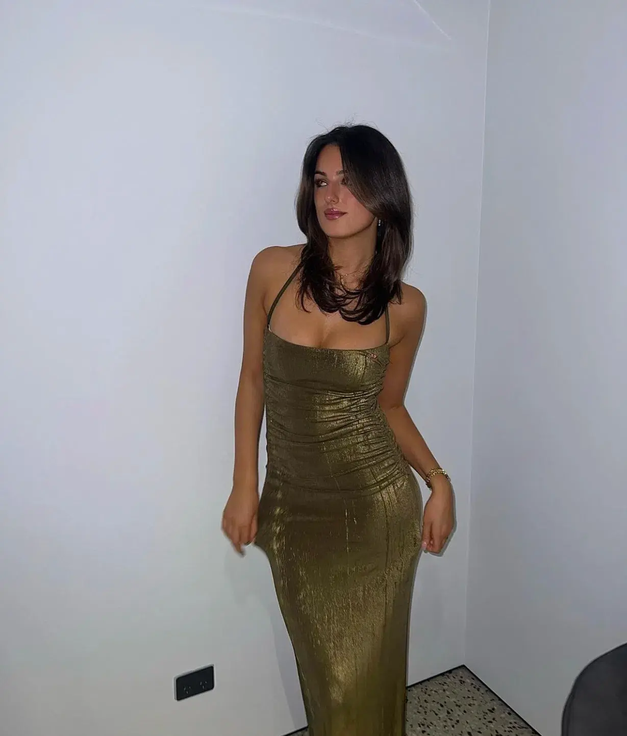 Diesel Metallic Ruched Halterneck Gown Size 10 - Image 1