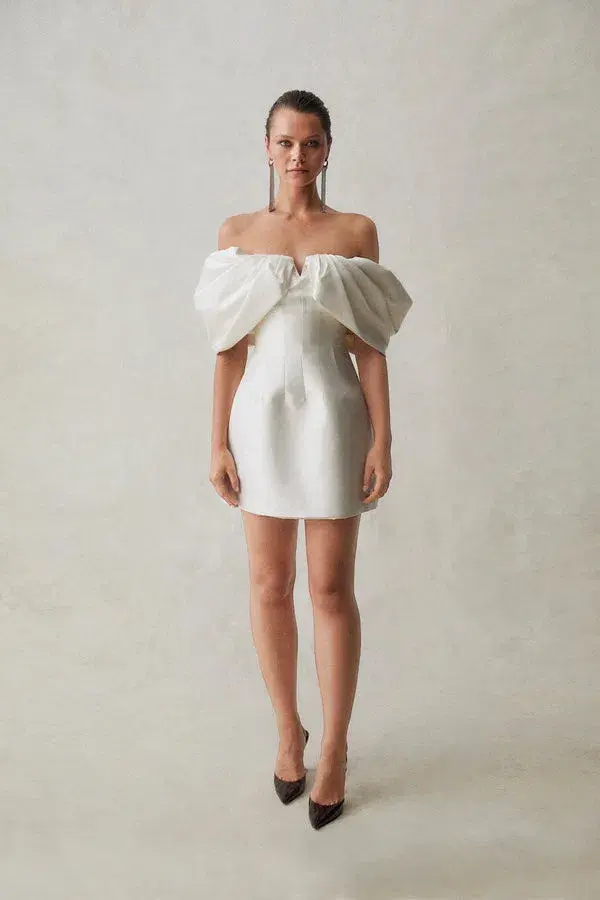 Rachel Gilbert Viola Mini Dress Ivory Size AU 8 - Image 4