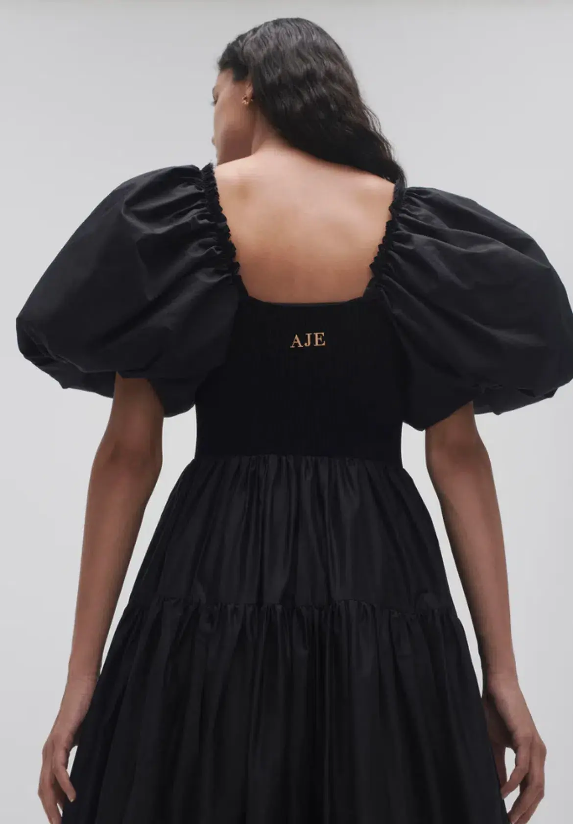 Aje Casa Puff Sleeve Midi Dress Black Size 8 - Image 2