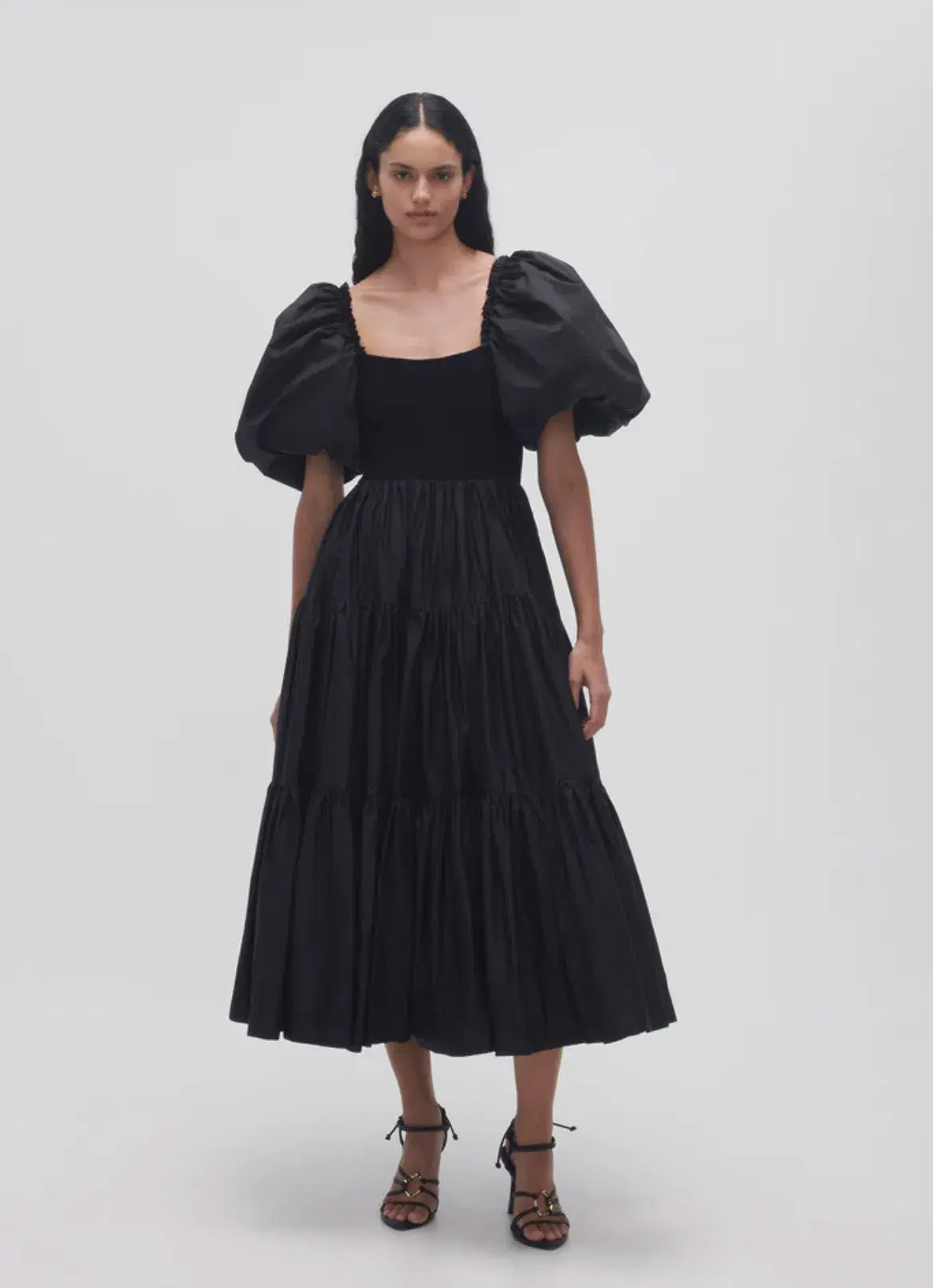 Aje Casa Puff Sleeve Midi Dress Black Size 8 - Image 1