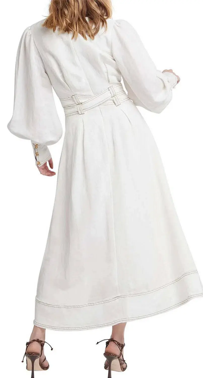 Aje Radiance Belted Midi Dress White Size 8 - Image 2