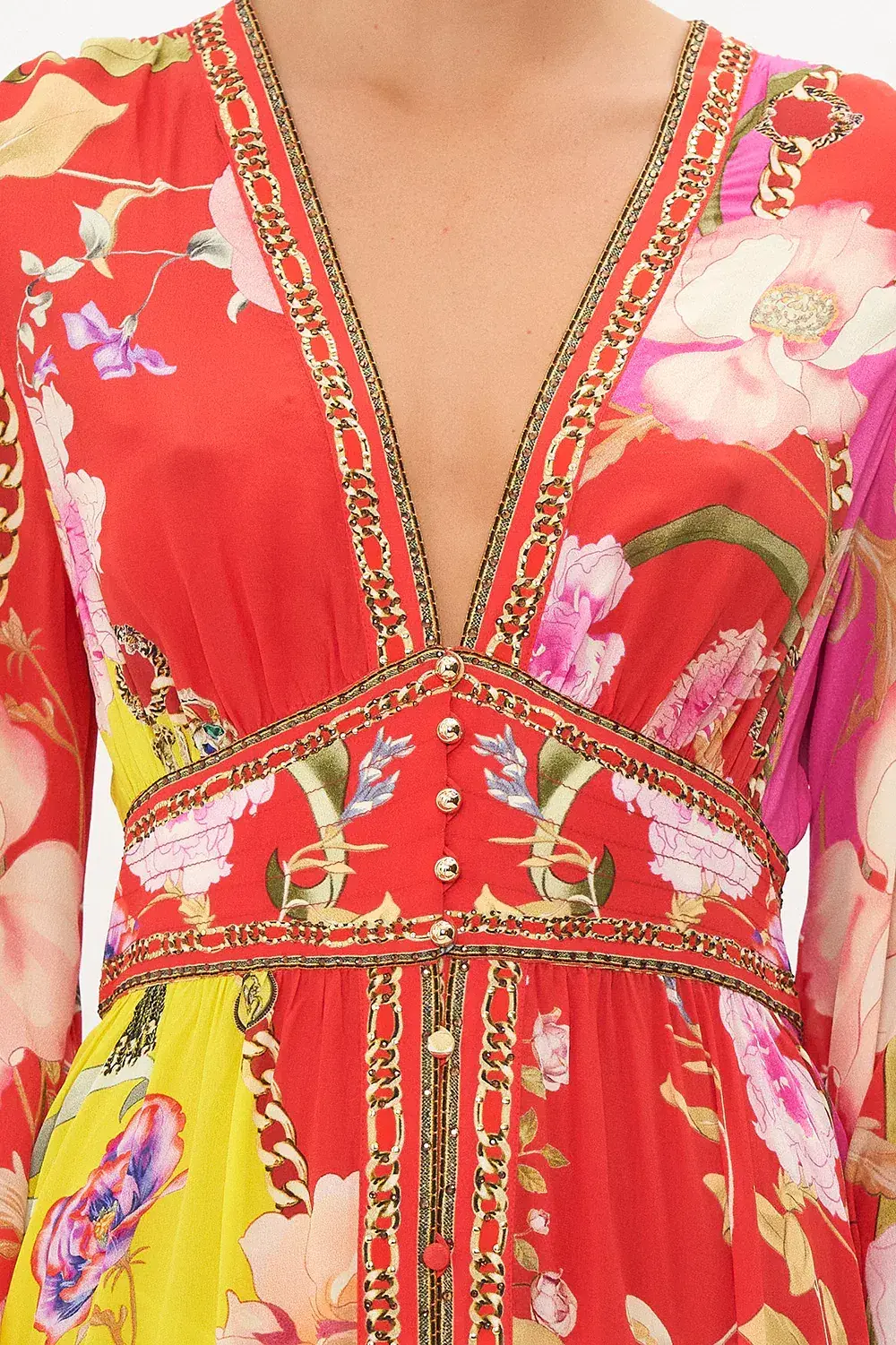 Camilla The Beetles Kimono Sleeve Dress With Shirring Detail & Matching Camilla Ring Scarf Clutch Floral Size XL/AU16 - Image 5