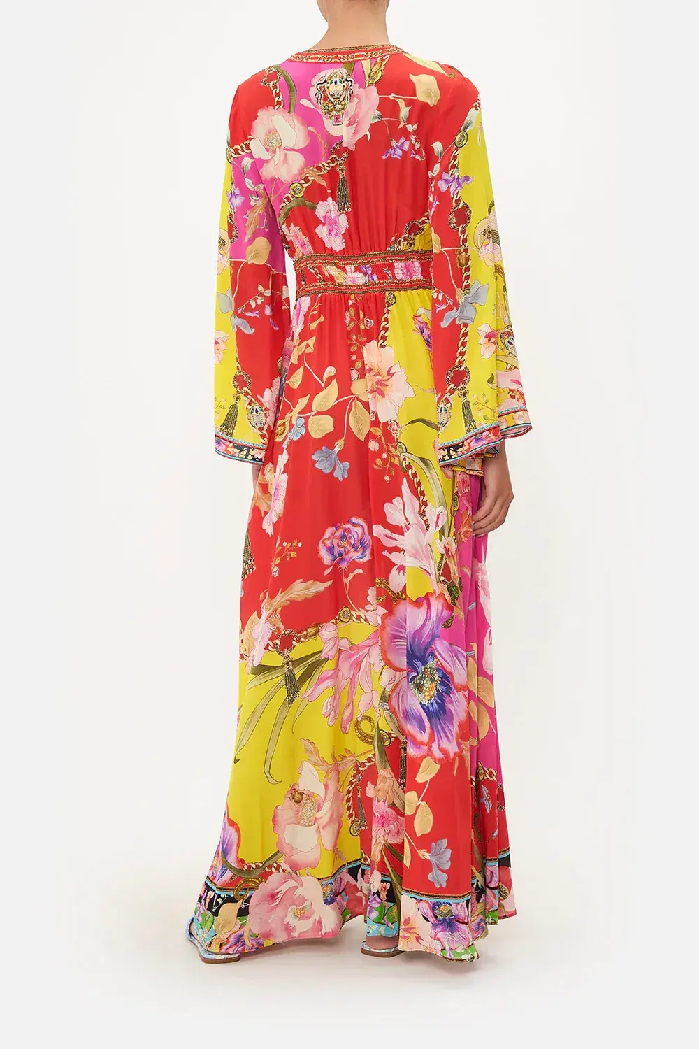 Camilla The Beetles Kimono Sleeve Dress With Shirring Detail & Matching Camilla Ring Scarf Clutch Floral Size XL/AU16 - Image 2
