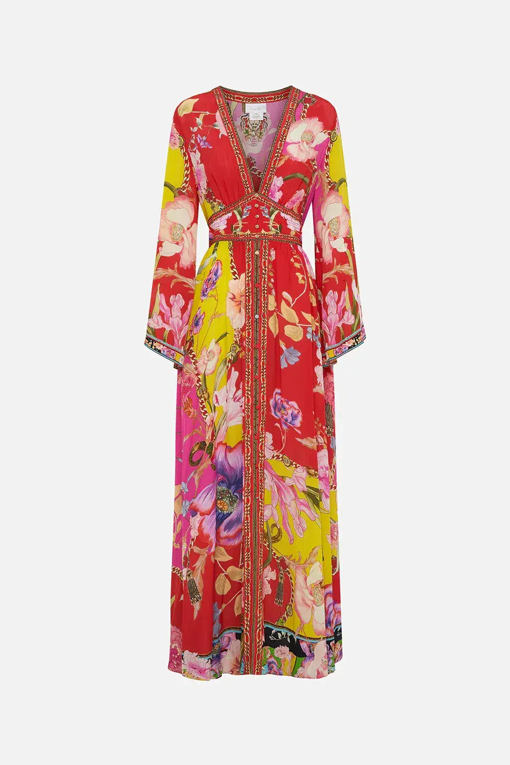 Camilla The Beetles Kimono Sleeve Dress With Shirring Detail & Matching Camilla Ring Scarf Clutch Floral Size XL/AU16 - Image 6