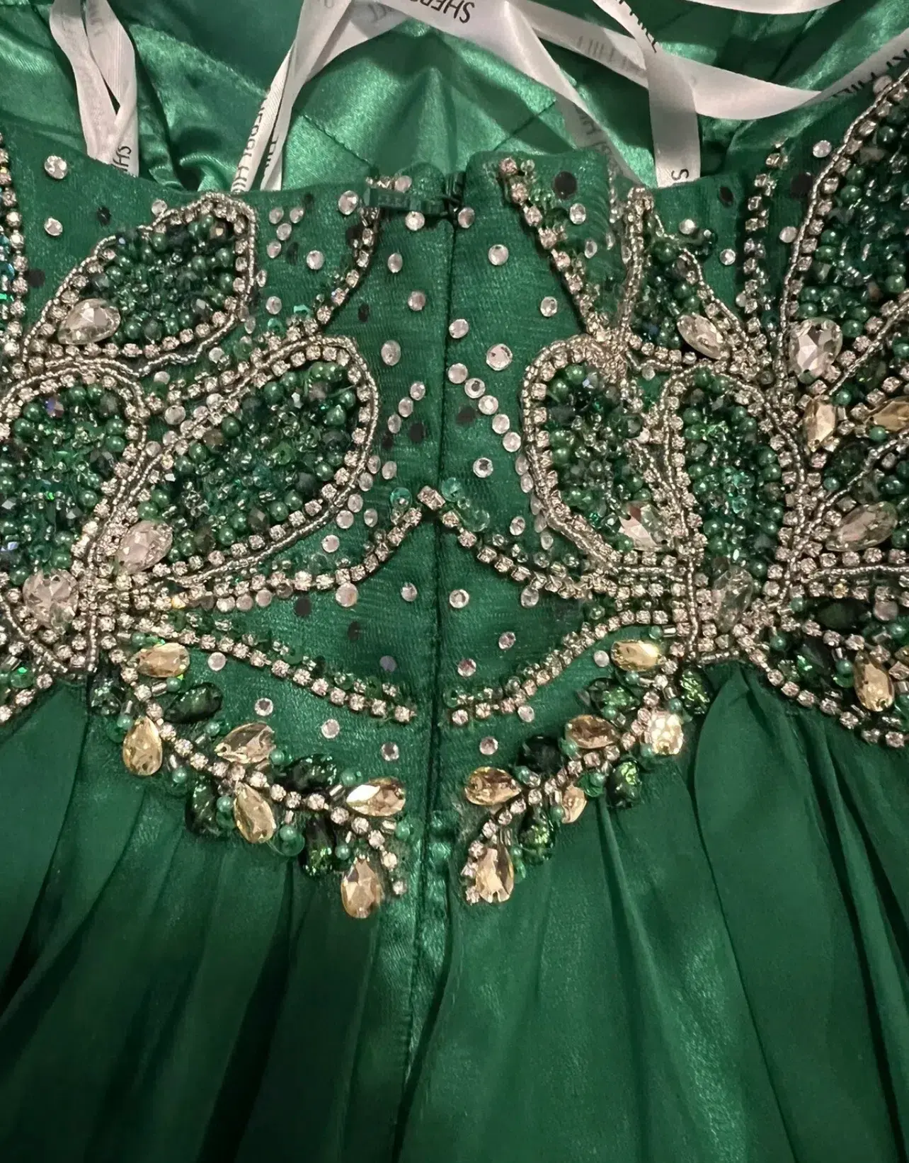 Sherri Hill 3907 Strapless Sweetheart Long Formal Dress Emerald Size 0 / Aus 4 - Image 3