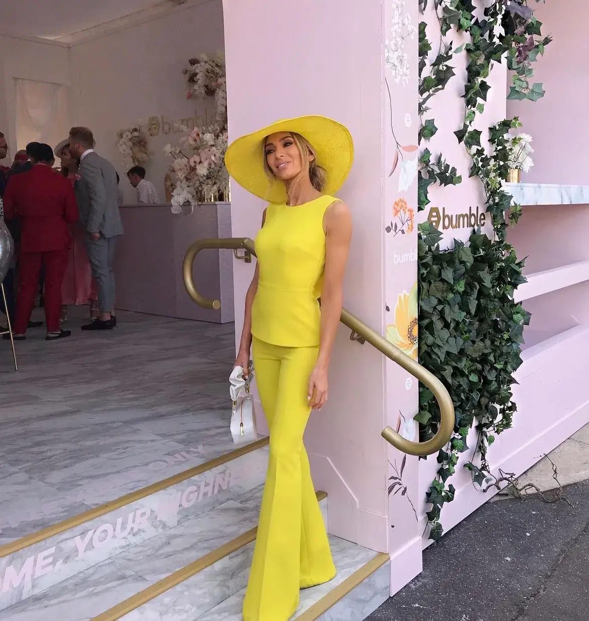 Safiyaa Sleeveless Top and Pant Set Yellow Size 6 - Image 3