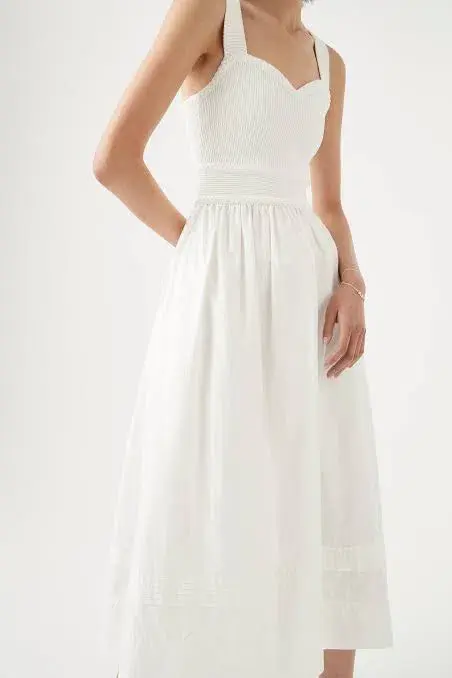 Aje Romarin Knit Bodice Midi Dress White Size 16 - Image 2