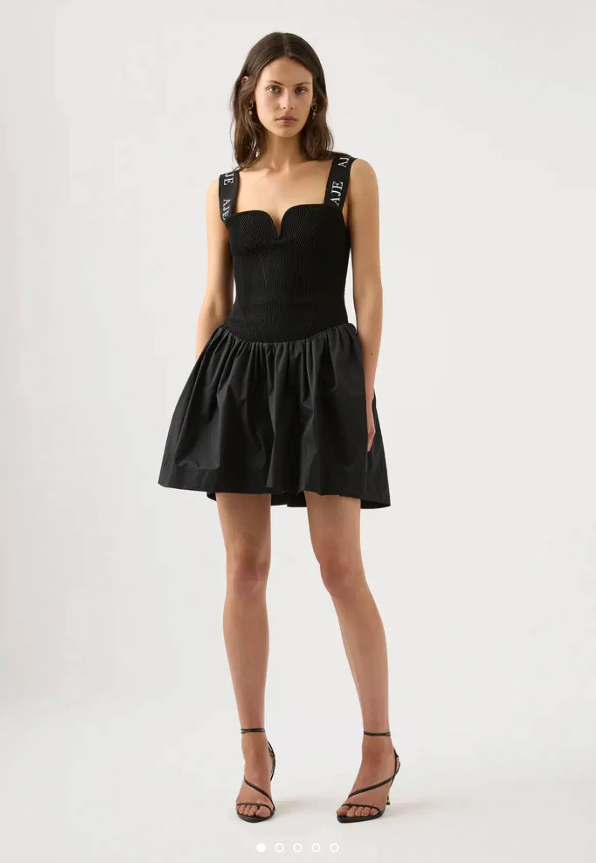 Aje Mira Logo Strap Tulip Mini Dress Black Size XL / Au 14 - Image 1