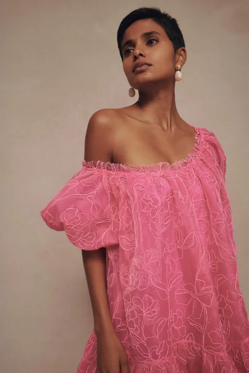 Aje Evangeline Cornelli Midi Dress Protea Pink Size 16 - Image 2