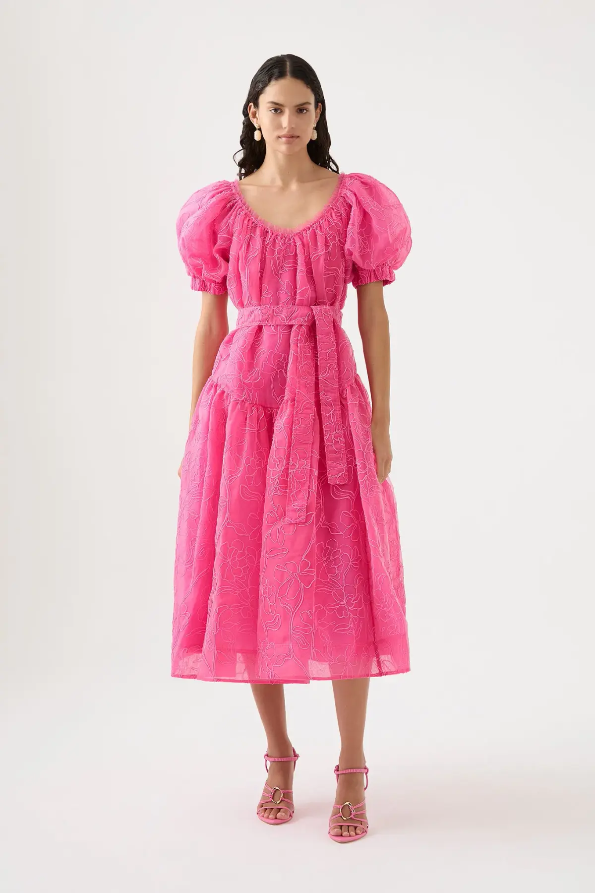Aje Evangeline Cornelli Midi Dress Protea Pink Size 16 - Image 1