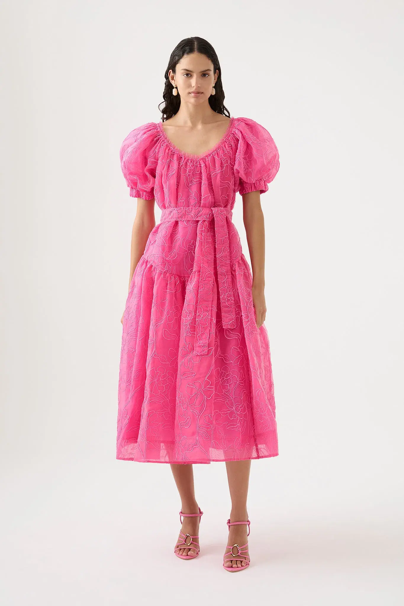 Aje Evangeline Cornelli Midi Dress Protea Pink Size 16 - Image 1