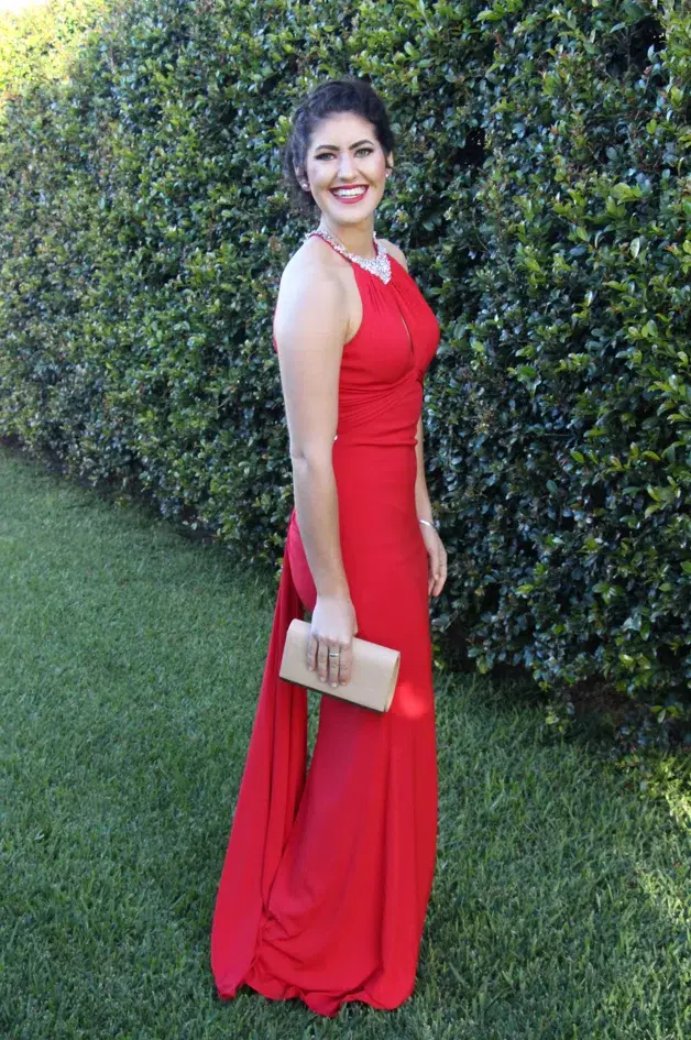 Rose Noir Halter Formal Floor Length Gown Red Size 8 - Image 1