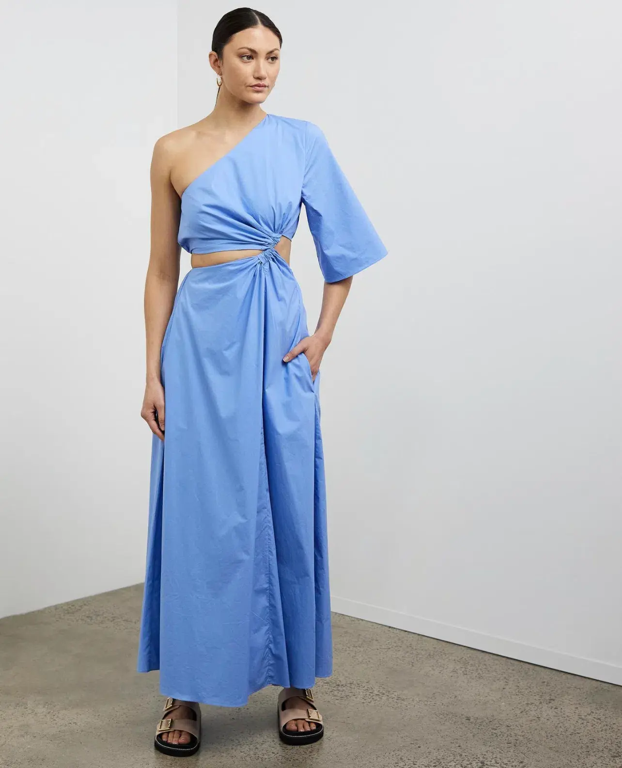 Camilla and Marc Wally One Shoulder Cut Out Maxi Dress in Sky Blue Size 10  - Image 4