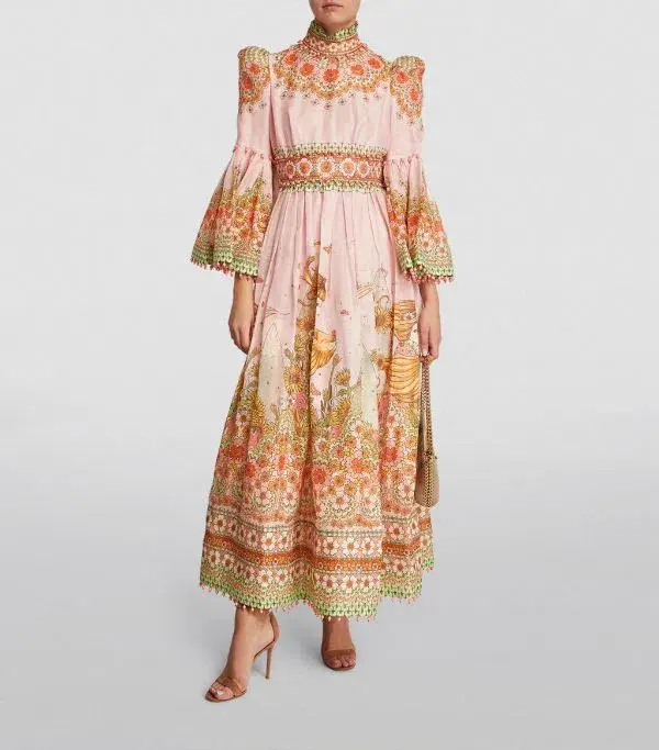 Zimmermann Kaleidoscope Bell Sleeve Gown Leo Zodiac Print Size 2 / AU 12  for rent on The Volte - main image