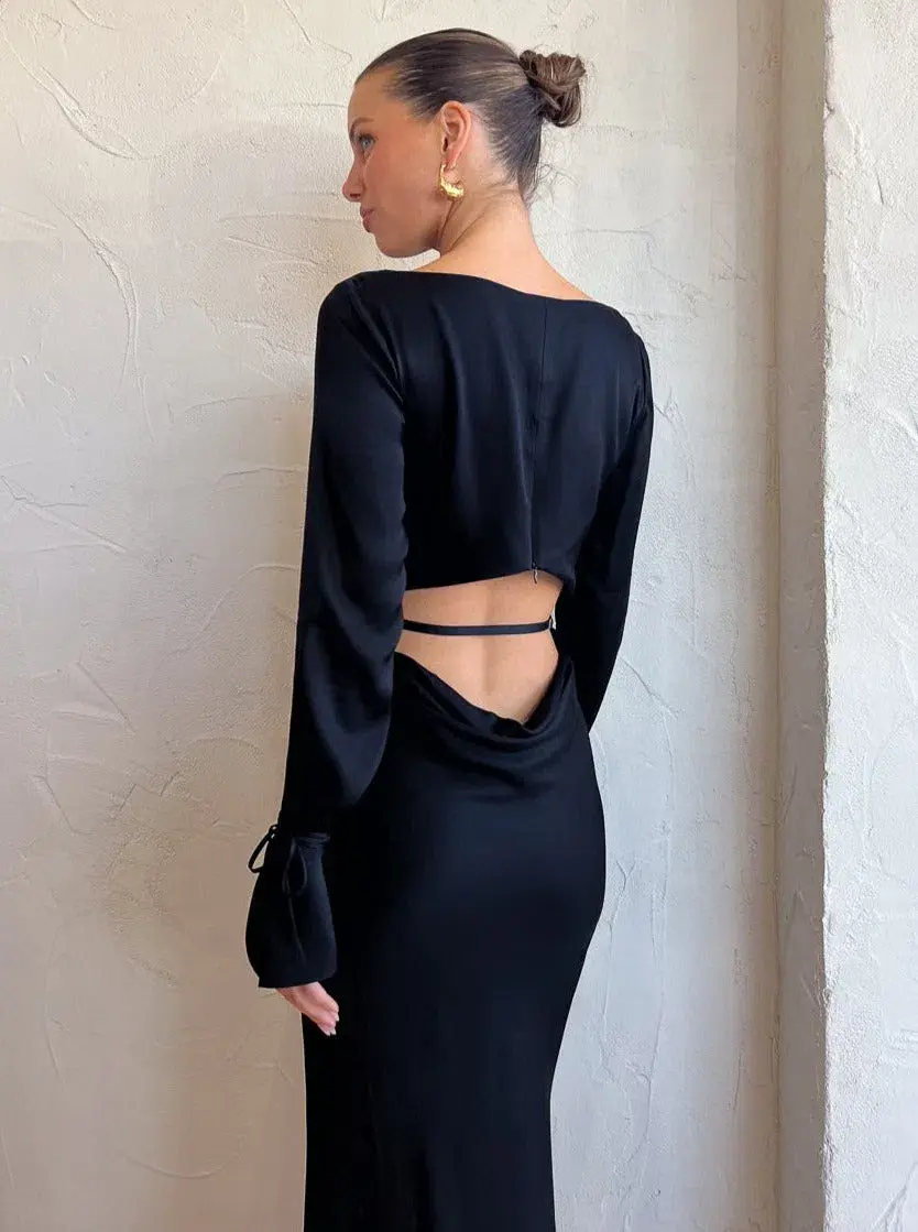 Bec & Bridge Diamond Days Long Sleeve Maxi Dress in Black Size 10 / M for rent on The Volte - main image