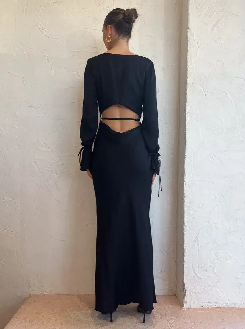 Bec & Bridge Diamond Days Long Sleeve Maxi Dress in Black Size 10 / M - Image 7