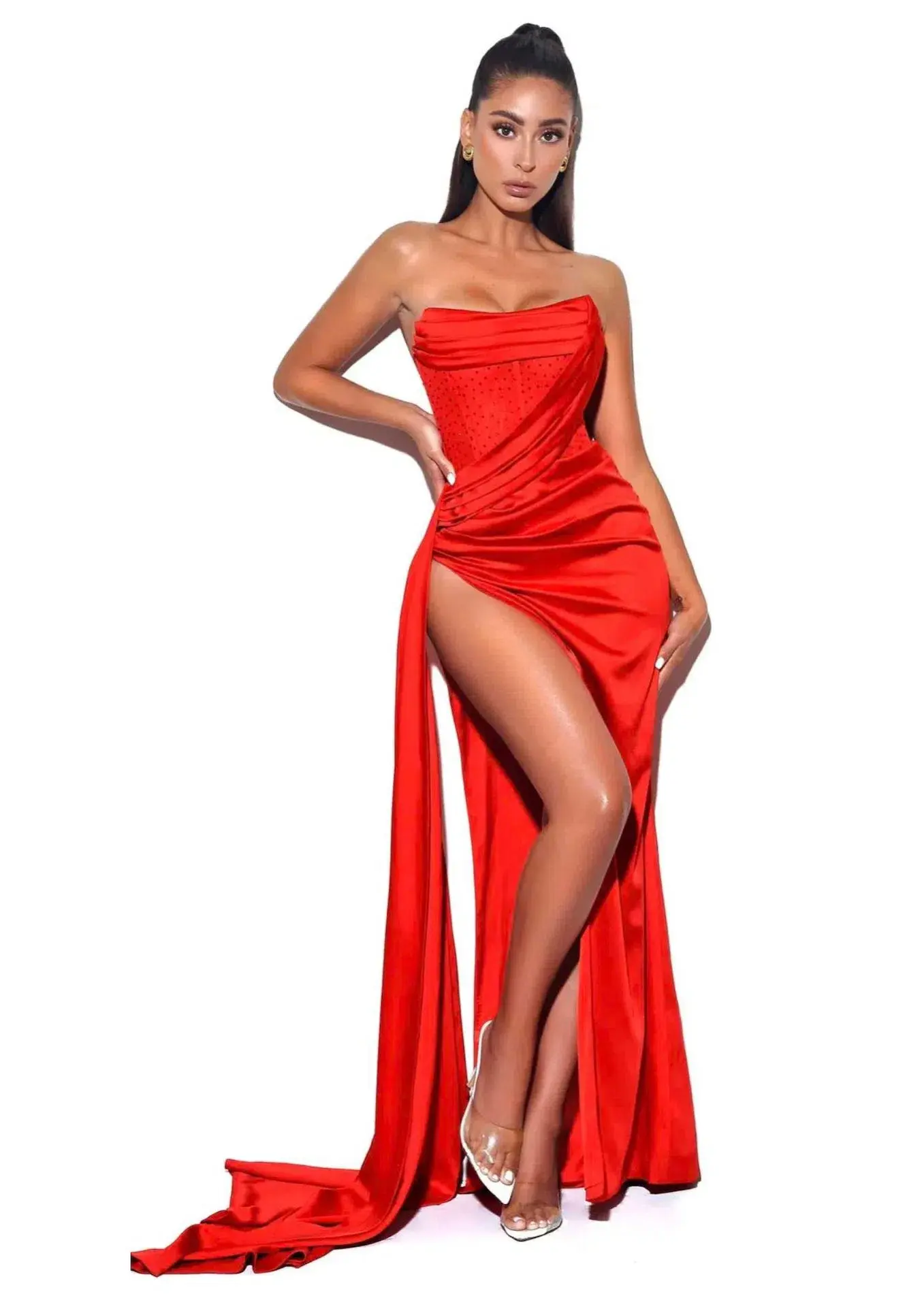 Miss Circle Holly Crystalised Dress Red Size 10 - Image 1